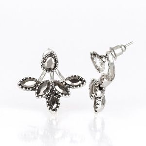 Hematite Rhinestone Double Sided Post Earrings